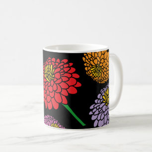 Kleurrijke Zinnia bloemen op maat favoriete koffie Koffiemok