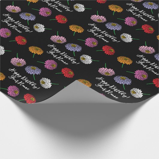 Kleurrijke Zinnia bloemen tekening aangepaste Verj Cadeaupapier (Hoek)
