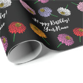 Kleurrijke Zinnia bloemen tekening aangepaste Verj Cadeaupapier (Rol Hoek)