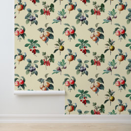 Kleurrijke Zoet Botanisch  Fruit op Crème Behang