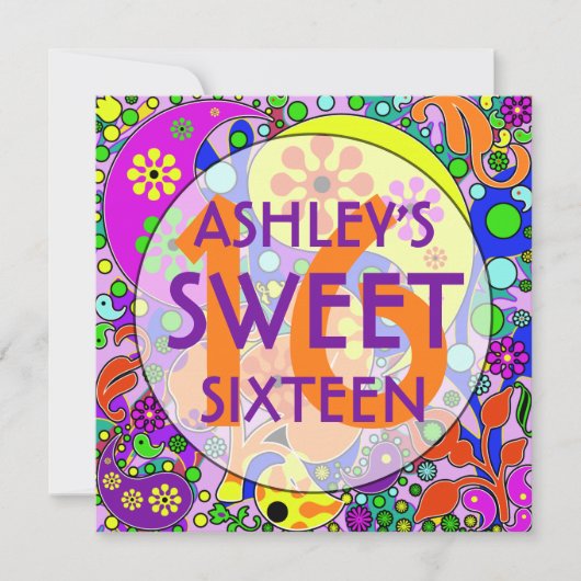 Kleurrijke zoete 16 uitnodigingen voor verjaardags (Voorkant)