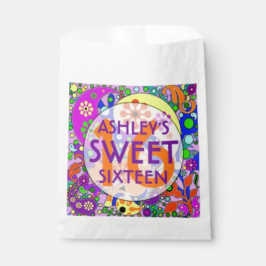 Kleurrijke zoete 16 Verjaardag Bedankzakje (Voorkant)
