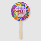 Kleurrijke zoete 16 Verjaardag Handwaaier (Achterkant)