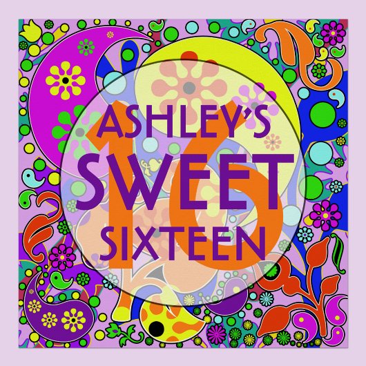Kleurrijke zoete 16 Verjaardag Perfect Poster