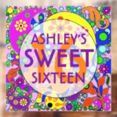 Kleurrijke zoete 16 Verjaardag Raamsticker (Vel 2)