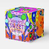 Kleurrijke zoete 16 Verjaardagsachtergrond Bedankdoosjes (Voorkant Zijde)