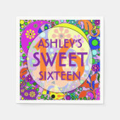 Kleurrijke zoete 16 verjaardagsfeestjes servetten (Voorkant)