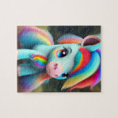 Kleurrijke zoete Baby Pony met regenboog, Pony Legpuzzel (Horizontaal)