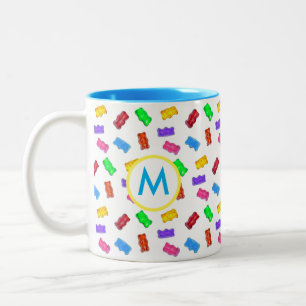 Kleurrijke Zoete Beertjes & Monogram Tweekleurige Koffiemok