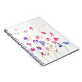 kleurrijke zoete erwten bloemen waterverf notitieboek (Rechterzijde)
