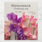 Kleurrijke zoete erwten wijn etiket (Enkel label)