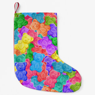 Kleurrijke zoete gelei beren, gummie snoepjes. Sli Kleine Kerstsok