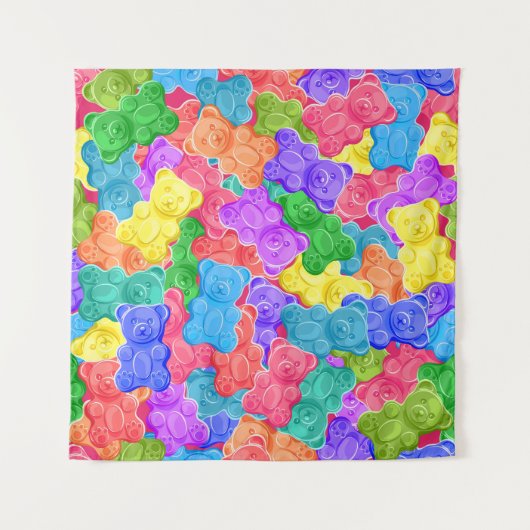 Kleurrijke zoete gelei beren, gummie snoepjes. Sli Wandkleed (Voorkant)