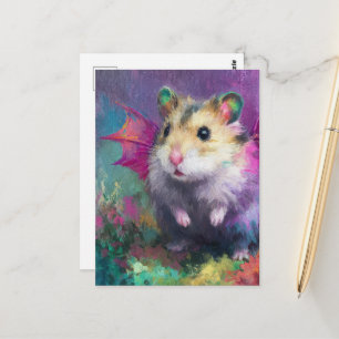 Kleurrijke Zoete Hamster Draak Aquarel Briefkaart