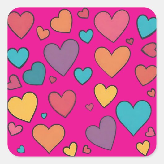 Kleurrijke Zoete Hartjes Stickers (Voorkant)