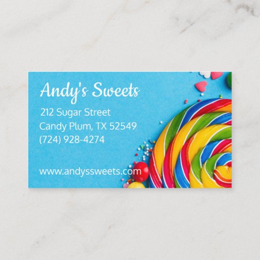 Kleurrijke Zoete Snoepjes Snoep Visitekaartje (Achterkant)