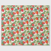 Kleurrijke zomer aardbeien patroon cadeaupapier (Vlak)