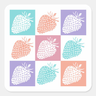 Kleurrijke Zomer Aardbeien Vierkante Sticker