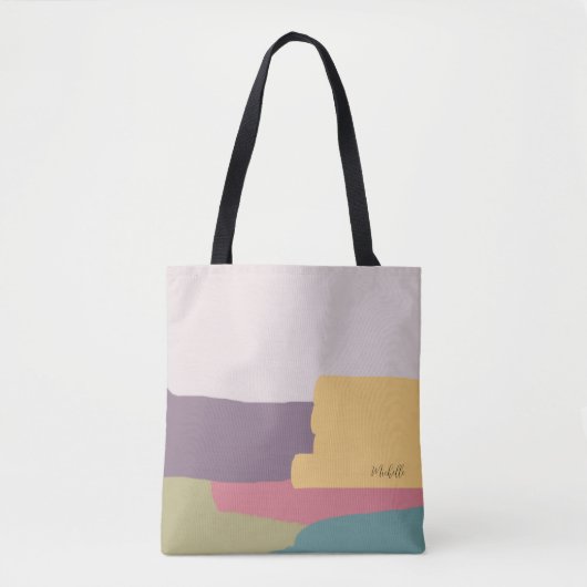 Kleurrijke Zomer Abstract Met Monogram Tote Bag (Voorkant)