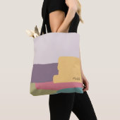 Kleurrijke Zomer Abstract Met Monogram Tote Bag (Dichtbij)