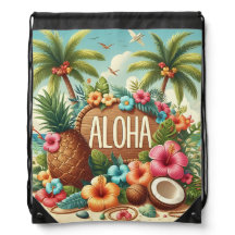KLEURRIJKE ZOMER ALOHA MET BLOEMEN STRAND KOKOSNOO