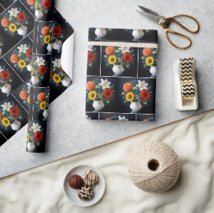 Kleurrijke zomer bloemboeket in vaas cadeaupapier