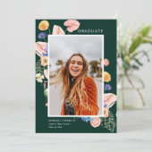 Kleurrijke Zomer Bloemen Afstuderen Fotouitnodigin Kaart (Staand voorkant)