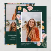 Kleurrijke Zomer Bloemen Afstuderen Fotouitnodigin Kaart (Voorkant / Achterkant)