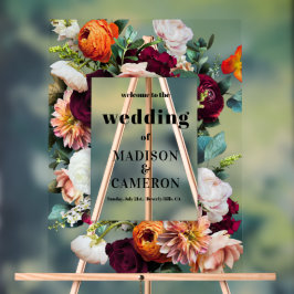 Kleurrijke zomer bloemen bruiloft acryl bord