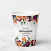 Kleurrijke zomer bloemen bruiloft papieren bekers (Achterkant)