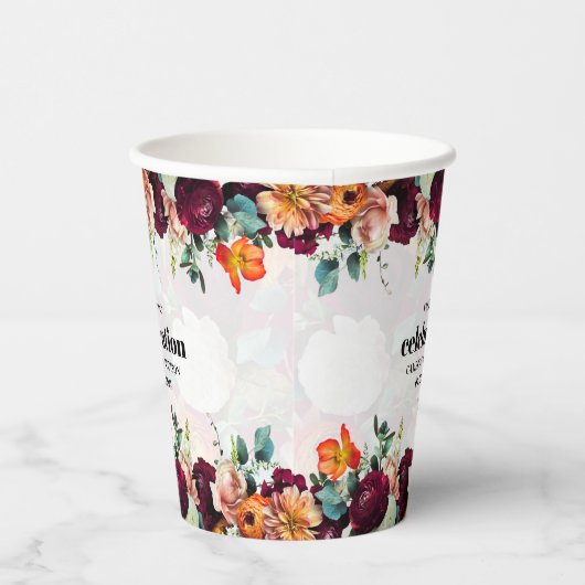 Kleurrijke zomer bloemen bruiloft papieren bekers (Rechts)