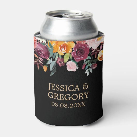 Kleurrijke Zomer Bloemen grens Bruiloft Ontwerp Blikjeskoeler (Blikje Voorkant)