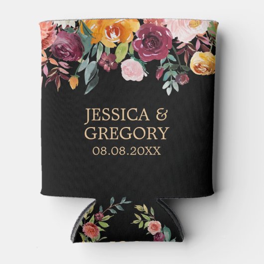 Kleurrijke Zomer Bloemen grens Bruiloft Ontwerp Blikjeskoeler (Voorkant)