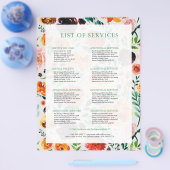 Kleurrijke zomer bloemen patroon service lijst flyer (Enkel)