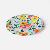Kleurrijke zomer Bloemen Waterverf Patroon Papieren Bordje (Gekanteld)