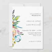 Kleurrijke zomer bloemenbruiloft kaart (Voorkant)