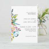 Kleurrijke zomer bloemenbruiloft kaart (Staand voorkant)