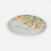Kleurrijke zomer bloemenbruiloft papieren bordje (Gekanteld)