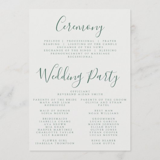 Kleurrijke zomer bloemenbruiloft programmakaart (Achterkant)