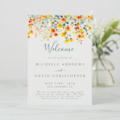 Kleurrijke zomer bloemenbruiloft programmakaart (Staand voorkant)