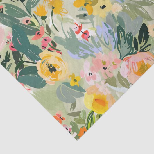 Kleurrijke zomer bloemenperzik Waterverf Decoupage Tissuepapier (Detail)