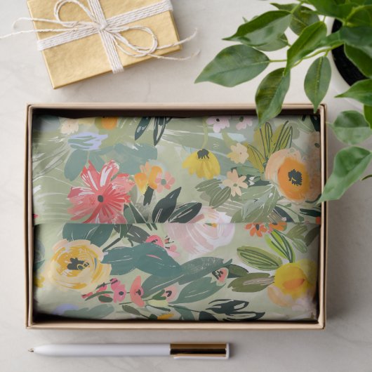 Kleurrijke zomer bloemenperzik Waterverf Decoupage Tissuepapier (Geschenk)