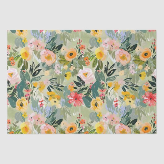 Kleurrijke zomer bloemenperzik Waterverf Decoupage Tissuepapier (Voorkant)