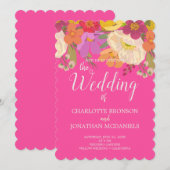 Kleurrijke zomer bloementuin bruiloft kaart (Voorkant / Achterkant)