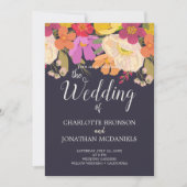 Kleurrijke zomer bloementuin bruiloft kaart (Voorkant)