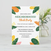 Kleurrijke Zomer Buurt Block Party Kaart (Staand voorkant)