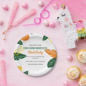 Kleurrijke Zomer Buurt Block Party Papieren Bordje (Feest)