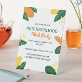 Kleurrijke Zomer Buurt Block Party Reclamebord Met Voetstuk (Insitu)