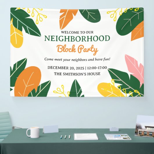 Kleurrijke Zomer Buurt Block Party Spandoek (Beurs)
