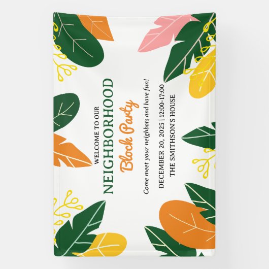 Kleurrijke Zomer Buurt Block Party Spandoek (Verticaal)